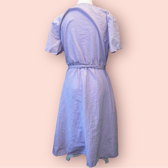 (Small) Cotton Violet Tied Short Sleeve Maxi Dress - Picture 3 of 5